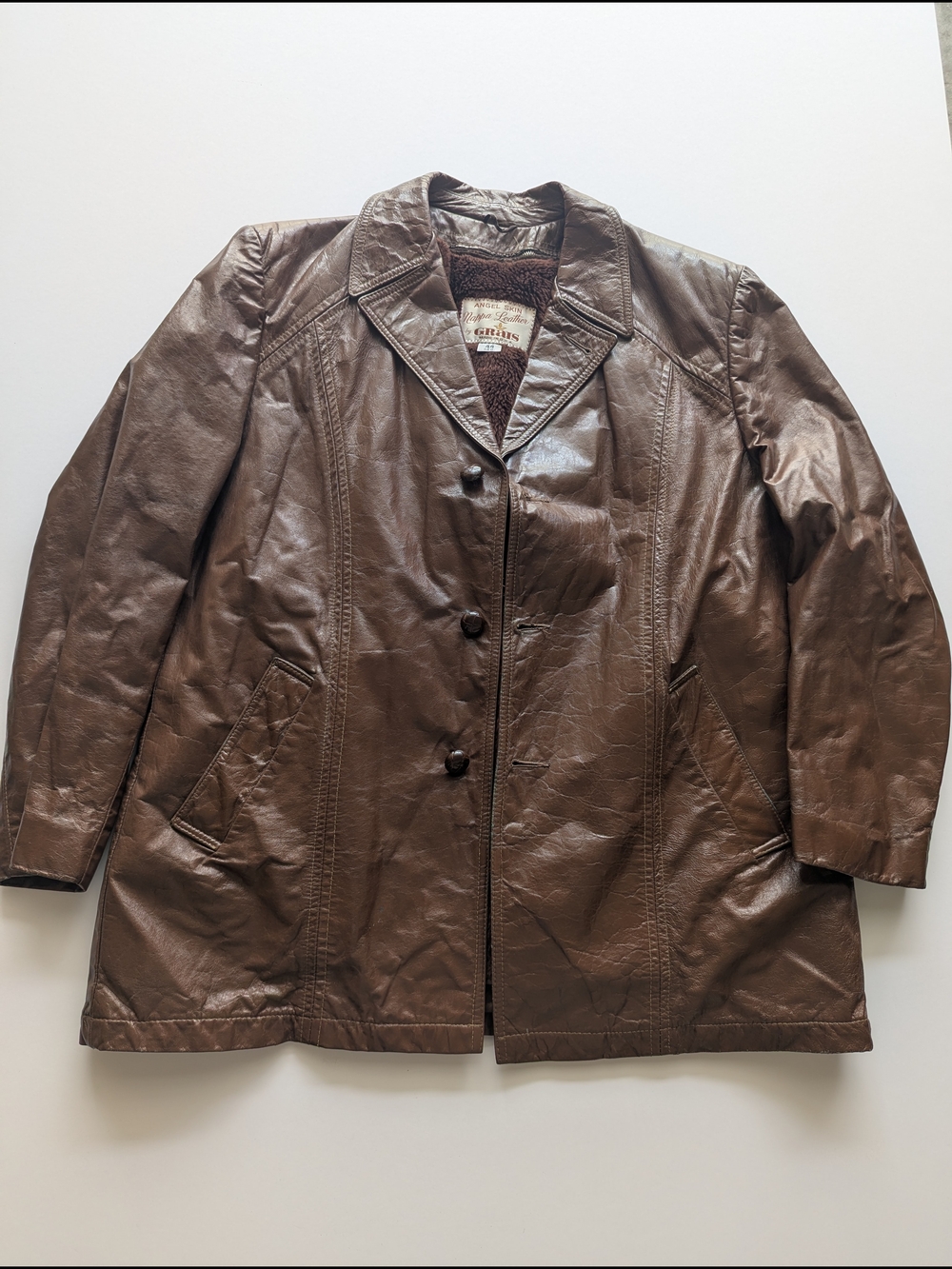 Vintage Grais Angel Skin Nappa Leather Jacket Men's 44 Made in USA